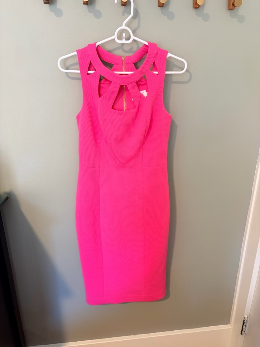 Eliza J Hot Pink Cutout Midi Sheath Dress